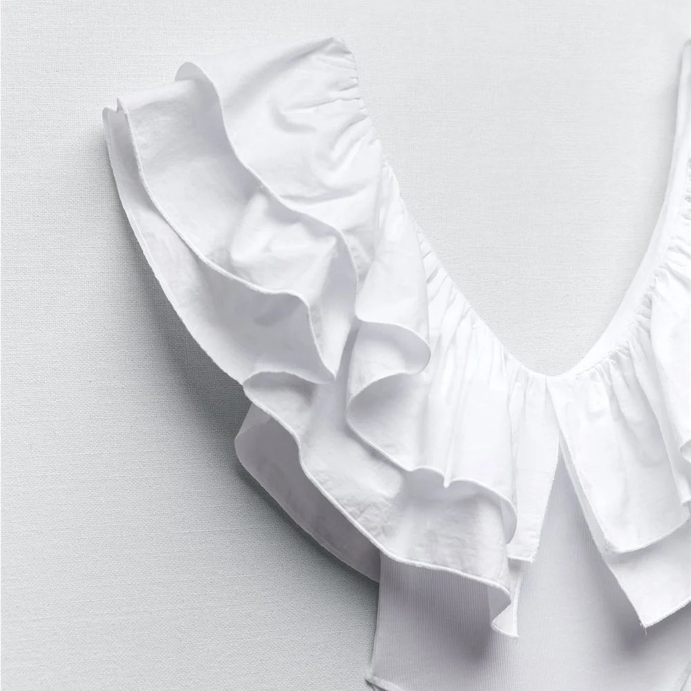 Zara ruffled bodysuit white NWT - Picture 6 of 6